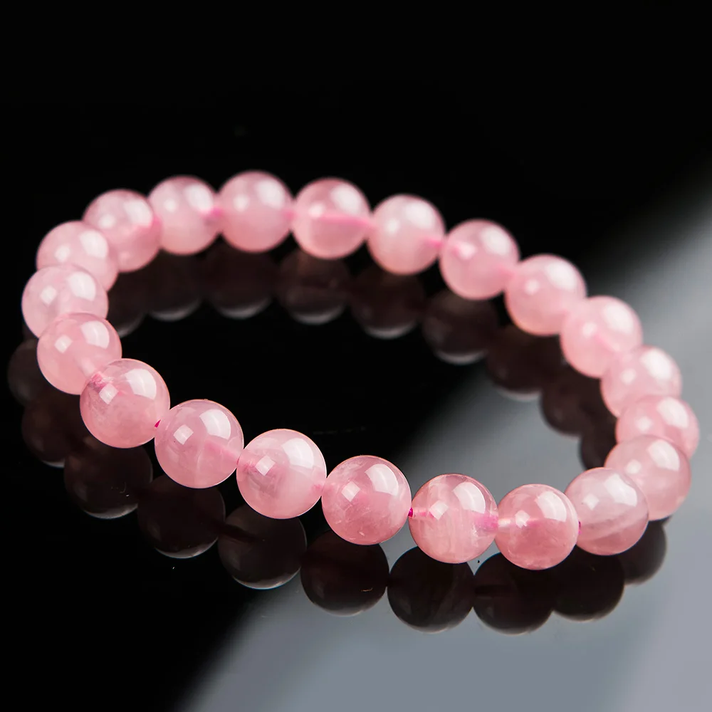

Genuine 10mm Natural Rose Quartz Pink Bracelet Madagascar Stretch Love For Woman Men Round Beads Crystal AAAAA Drop Shipping