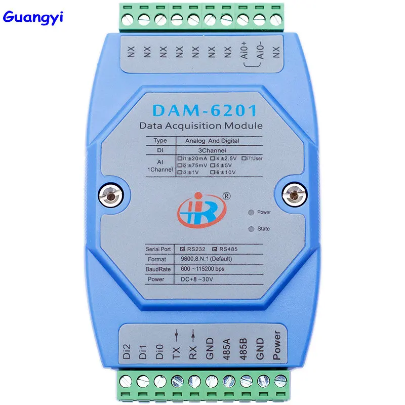 Guangyi DAM6201 Mixed Analog Digital Input Data Acquisition Module Modbus Voltage Current Converter
Guangyi DAM6201 Mixed Analog Digital Input Data Acquisition Module Modbus Voltage Current Converter