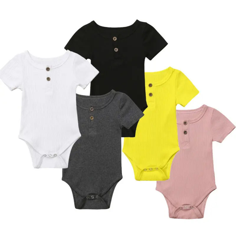 

Blank Romper Newborn Infant Kids Baby Boy Girl Romper Short Sleeve Soild Jumpsuit Clothes Outfits