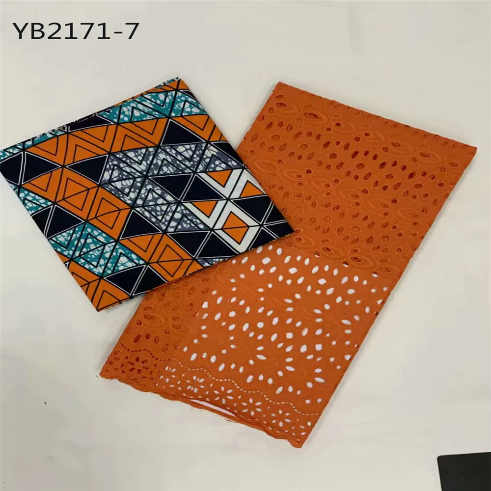 Продукт, модный стиль, оранжевый цвет, нигерийское печатное кружево, подходит к сухому кружеву для леди, Ткань 5 ярдов
