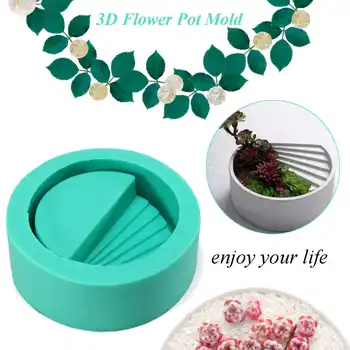 

DIY Round Ladder Geometric Flower Pot Mold Resin Craft Cement Silicona Handmade Art Home Garden Planter Concrete Vase Mould Tool