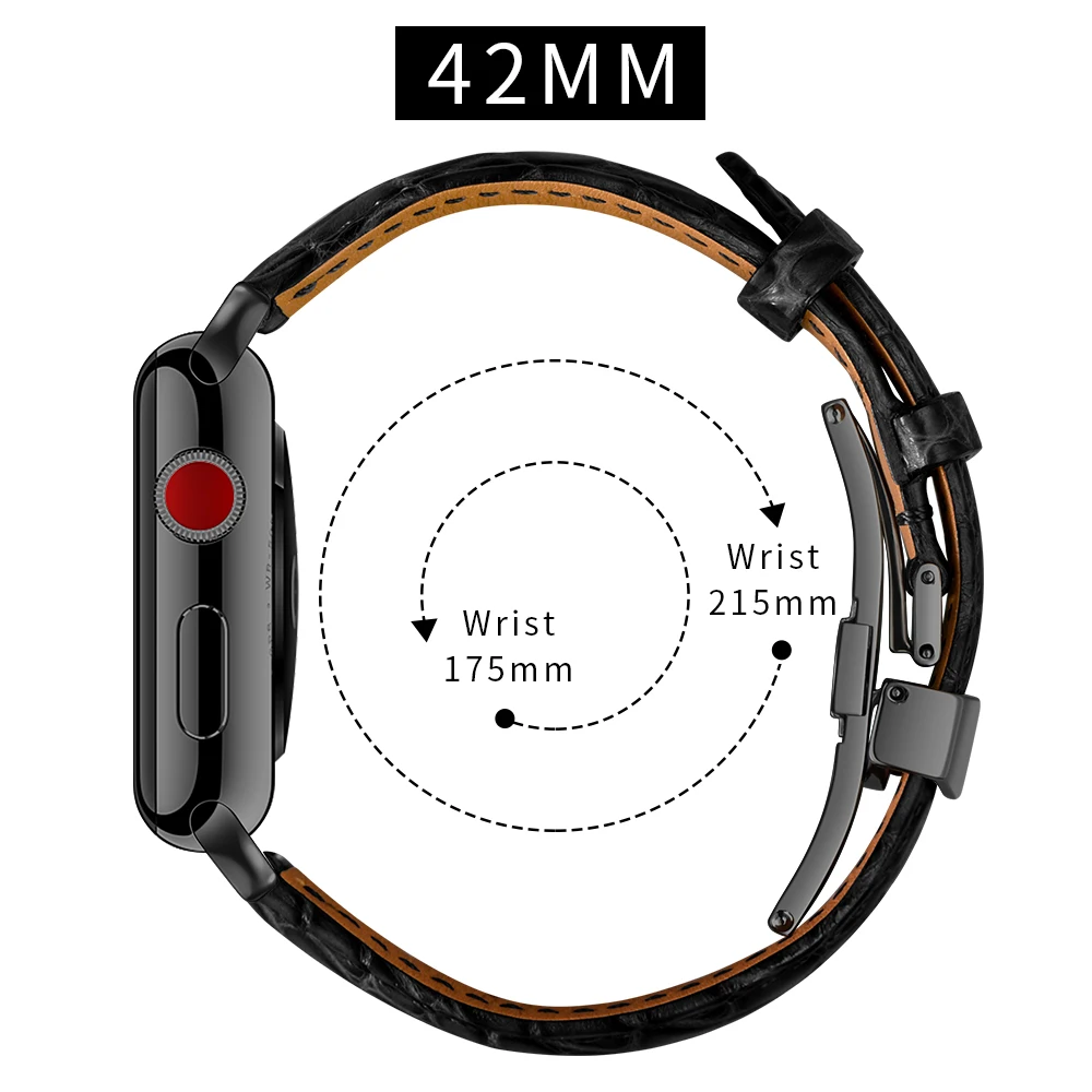 Франция Аллигатор кожаный ремешок для Apple watch 5 4 полоса 44 мм 40 iwatch 3 42 38 топ процесс