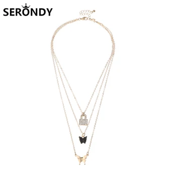 

Butterfly Chains Lock Fashion Choker Necklace For Women Jewelry Collares Friend Girl Accessories Aesthetics Suspension XL10231
