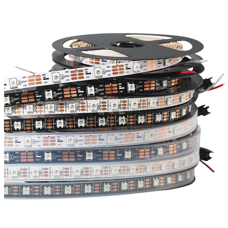 US $14.59 DC 5V 1m5m Roll WS2812B RGB Led Strip 3060144ledsM Ws2811ic BuiltIn Individually Addressable Smart Strip
