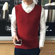 5 цветов трикотажные пуловеры Мужская майка без рукавов мужской свитер демисезонный Мужской винтажный свитер простой цвет уличная Мужской пуловер