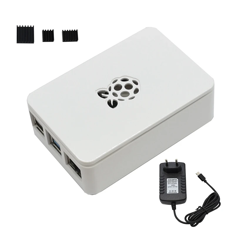 Для Raspberry Pi ABS чехол Корпус коробка V4 с радиатором+ 5 V/3a Питание для Raspberry Pi 4B