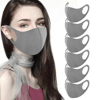 

6pcs Unisex Mask Fabric Face Mask breathable Washable Reusable Mouth-muffle Antidust 3D Earloops Mask Resist-Dust Mouth Cover