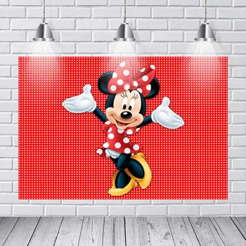 

Red Dance Minnie Photography Backdrop Polka Dots Girls Birthday Party Backgrounds for Photo Studio 7x5FT Vinyl Polyester