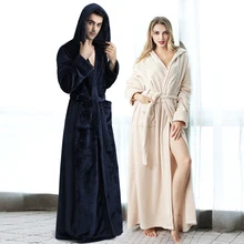 Aolamegs, мужской фланелевый Халат, с капюшоном, для сна, мягкий, длинный, открытый халат, уютный, теплый, продвинутый, для влюбленных, домашняя одежда, мешковатый стиль, пижамы, зима