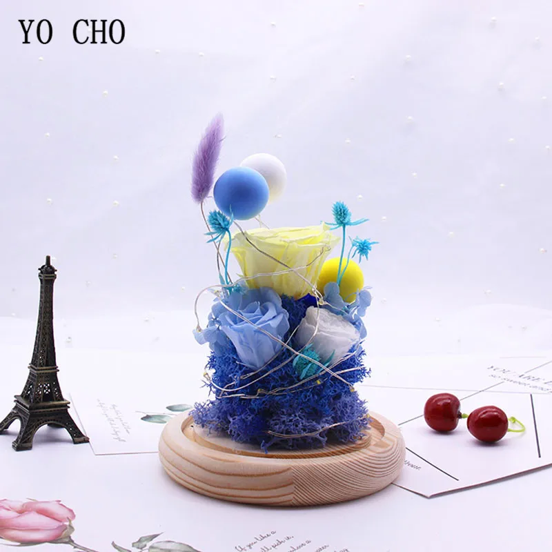 YO CHO Eternal Preserved Fresh Rose Moss In A Flask Immortal Plant Valentine's Mother's Day Gift in Glass Dome | Дом и сад