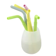 Портативная Пищевая силиконовая соломинка Многоразовые моющиеся питьевые согнутые соломинки с коробкой для бара Свадьба Рождество День Рождения Вечеринка# 3c