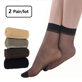 

2 Pair/lot Women Ultra Thin Elastic Silk Short Socks Girl Short Socks Summer Thin Crystal Transparent Silk Socks Girl Ankle Sox