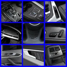 Car Center Console Gearshift Panel Decoration Sticker Trim Carbon Fiber For Audi A4 B9 2016 2021 A5 Inner Door Bowl Decals