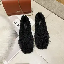 Женская милая плюшевая обувь на плоской подошве; Zapatos de mujer; женская обувь на плоской подошве; модная однотонная короткая плюшевая обувь с закрытым носком; 11