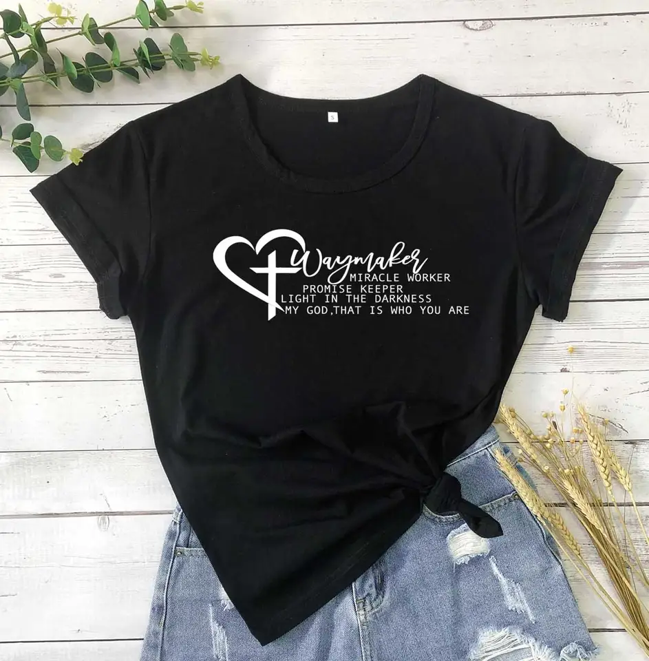 Download Waymaker Keajaiban Janji Penjaga Tuhan Kristen Svg Agama Wanita T Shirt Jantung Estetika Cross Christian Hadiah Atas M408 T Shirt Aliexpress