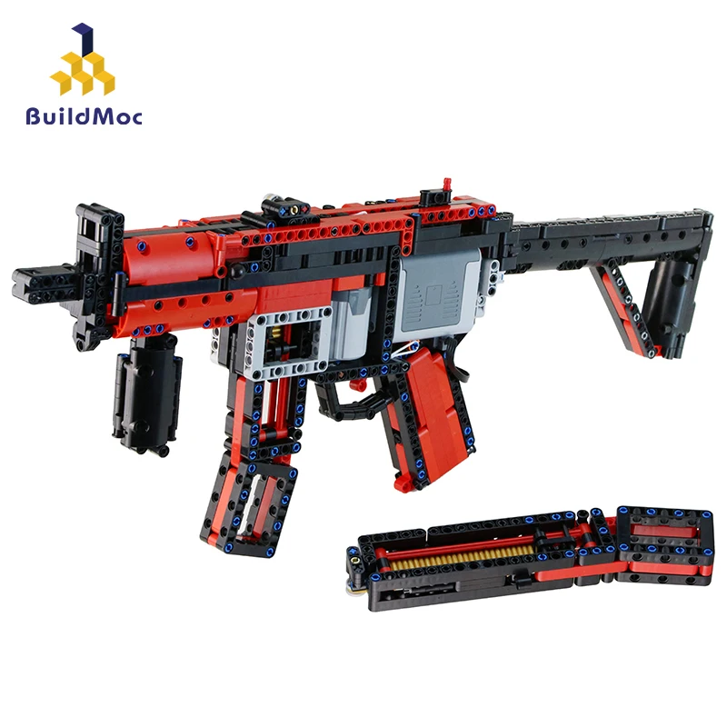 BuildMoc пистолет с моторной мощностью MP5 29369 пулемет военная модель Ww2 строительные