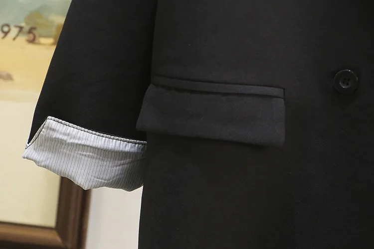 Женский пиджак свободного покроя размера плюс XL-4XL, двубортный свободный черный Женский блейзер высокого качества