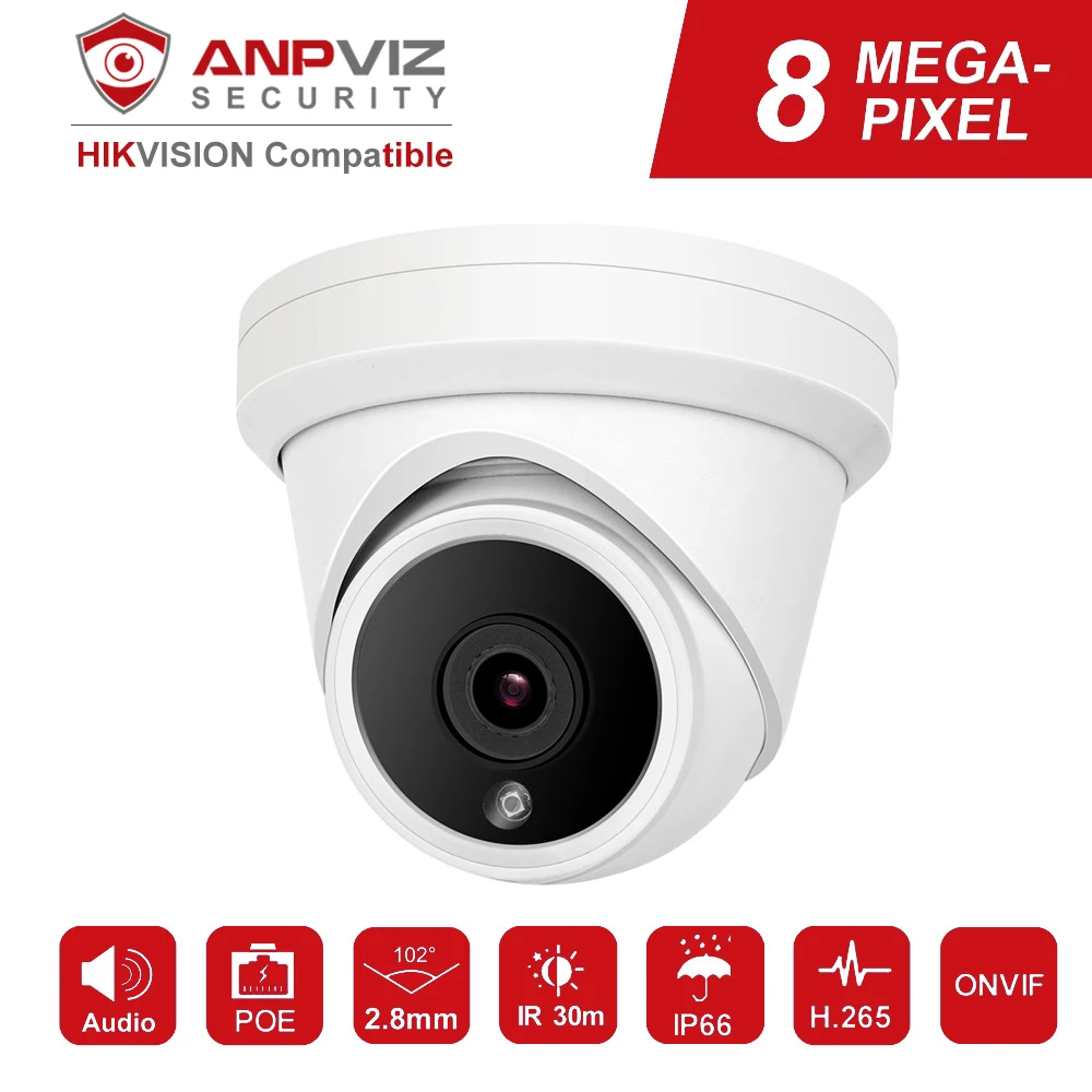 Câmera de Vigilância por Vídeo ip ao ar Hikvision Compatível Anpviz Poe Câmera Livre – Indoor 8mp Torreta Ds-1273zj-130-trl 4 k