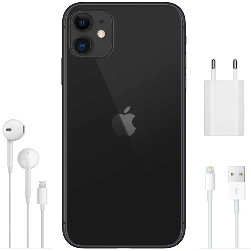 Смартфон Apple iPhone 11 MWM02RU/A 128Gb черный 3G 4G 1Sim 6.1" IPS 828x1792 iOS 13 12Mpix 802.11ax