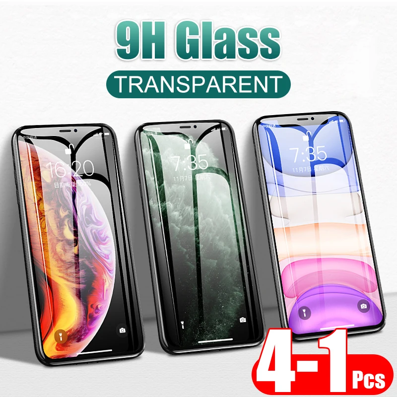 4-1 шт 9H прозрачный чехол из закаленного стекла для IPhone 11 Pro XS Max XR 8 7 6s Plus Защитное