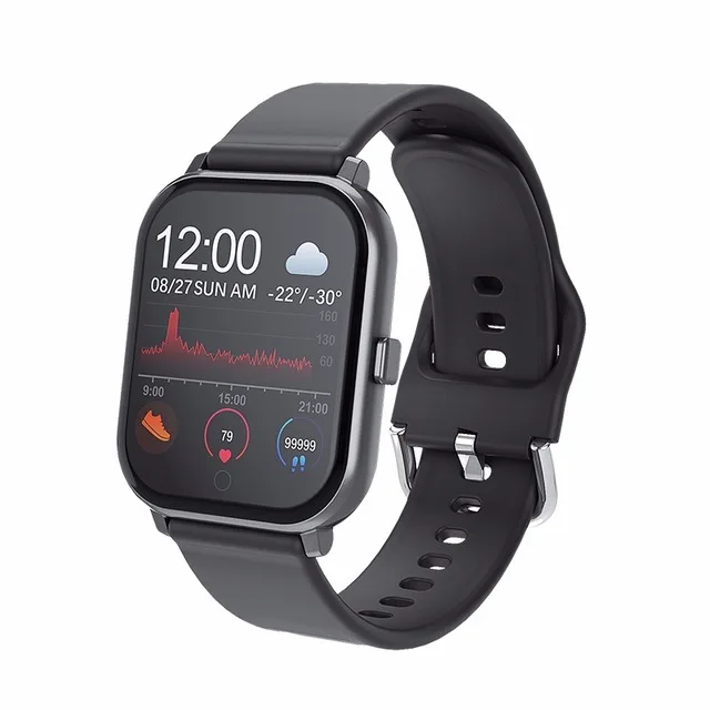 Новые женские водонепроницаемые Смарт-часы T55, Bluetooth, умные часы для Apple IPhone, Xiaomi, монитор сердечного ритма, фитнес-трекер, смарт-браслет - Цвет: Черный