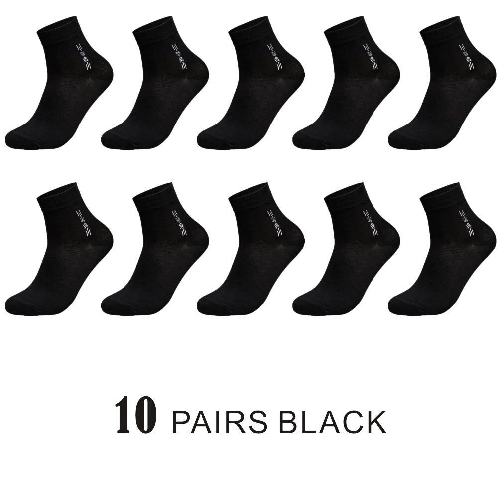 Черный 10 пар/лот повседневные мужские деловые носки Новые Модные дышащие хлопковый кроссовок носки быстросохнущие черные белые длинные носки - Цвет: Черный