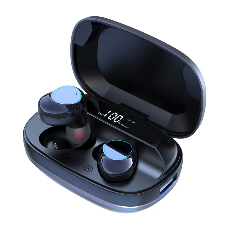 Free shipping Bluetooth headset 5 0 TWS Metal movement Waterproof and noise reduction LED digital display Portable charging box