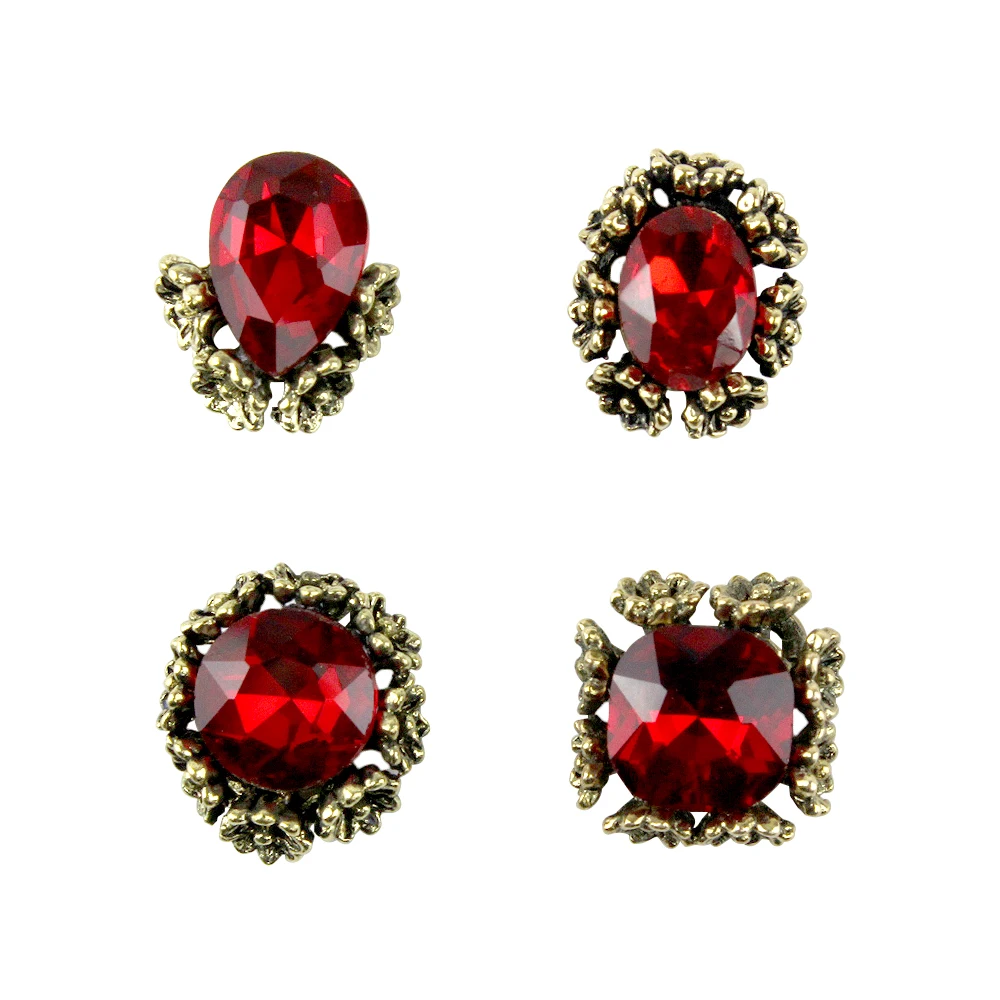 

ZINXIN 5Pcs/Lot Red Crystal Luxury Bride Alloy 3D Jewelry Big Rhinestones Brass Bronze Metal Nails Art Decoration DIY Pro Tools