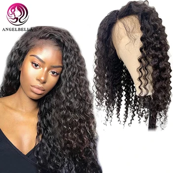 

Angelbella Full Lace Curly WIg Human Hair Full Density 30inch Long Parting Deep Curly Pre Plucked Full Lace Wigs For Women
