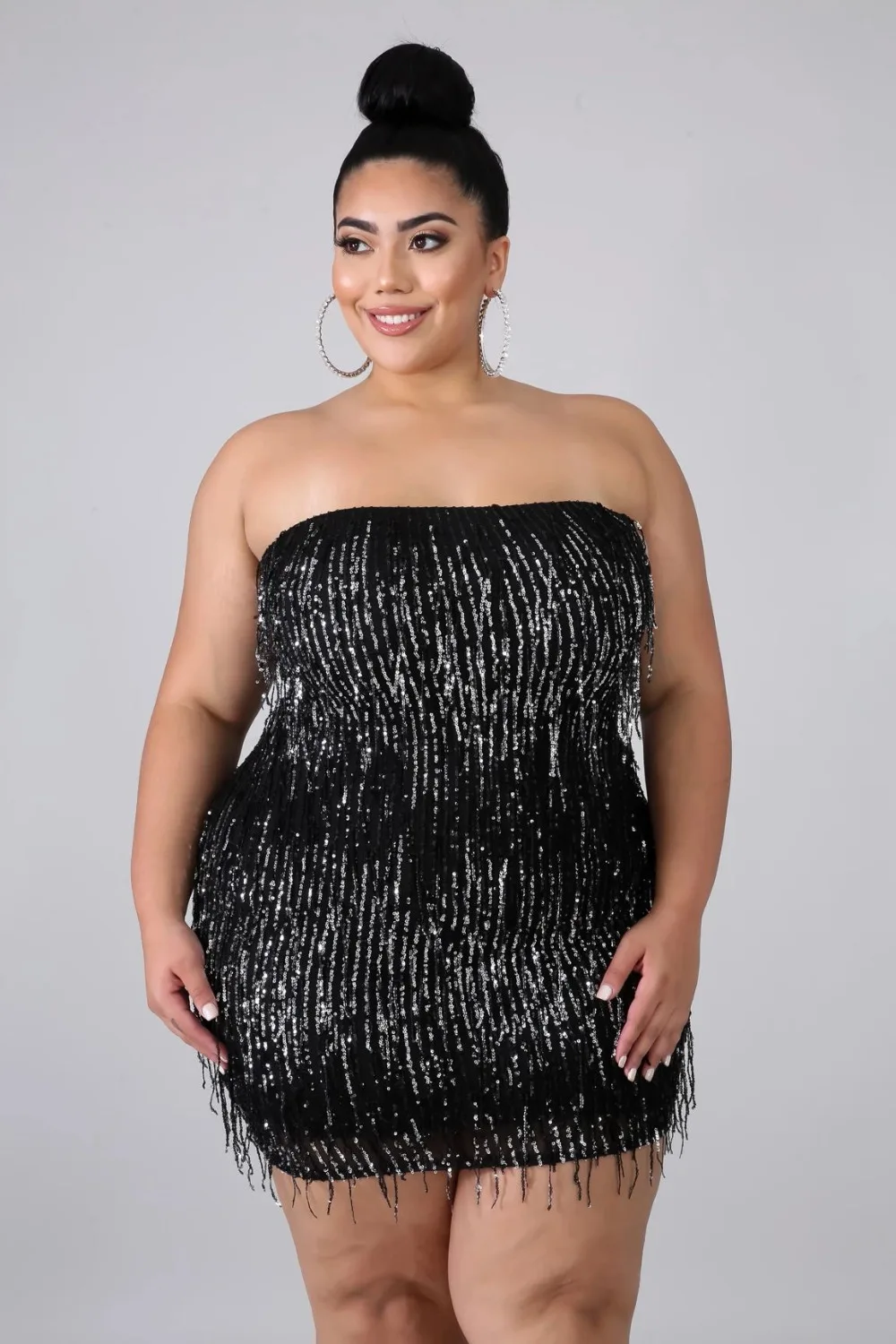 Xl-5XL Mini Dress Sequined Off The Shoulder  Robe Sexy Party & Clubwear Sleeveless Plus Size Women Party Out (7)