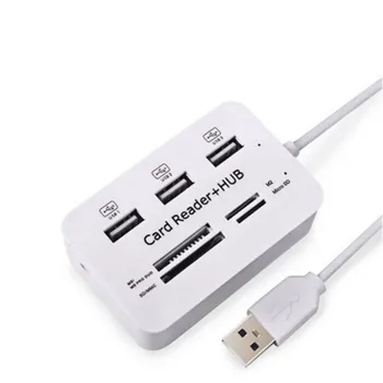 

New Portable All In One USB 2.0 Hub 3 Ports With USB Card Reader Hub 2.0 480Mbps Combo For MS/M2/SD/MMC/TF For PC Laptop