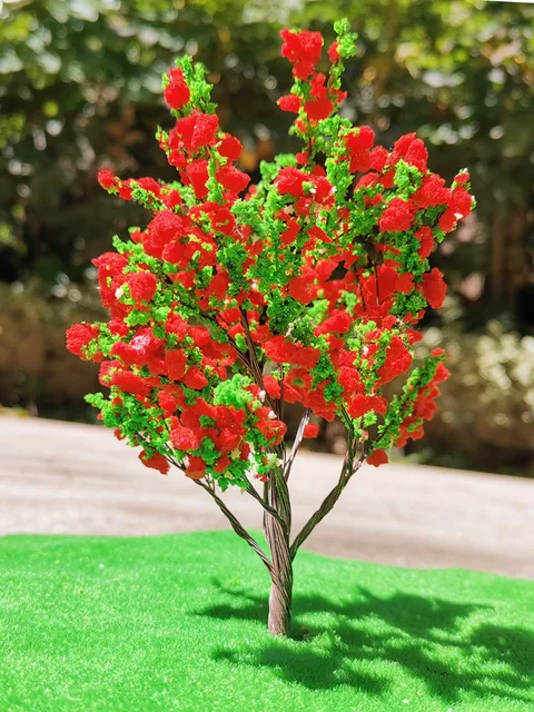 model tree highly 10cm/12cm/15cm/20cm Sand tray model material red model tree N scale train park railway layout landscape tree 4