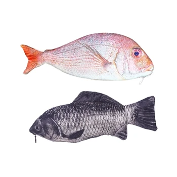 

Fish Shaped Pencil Bag Pencil Case Box Fish School Pen Case(Red) & Real Fish-Like Zipper Pencil Case Bag & Make-Up Pouch