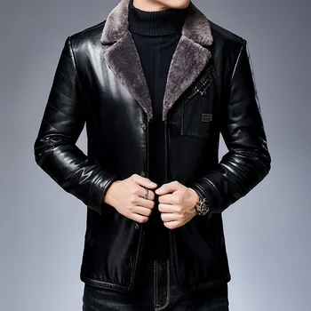 

2917 New Fashion Clothing Plus Size Men's Fur Coat In One Young Suit Collar Thicker Slim Short Winter Leather Jacket