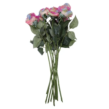 

10 pcs Latex Real Touch Rose Decor Rose Artificial Flowers Silk Flowers Floral Wedding Bouquet Home Party Design Flowers(Rainbow