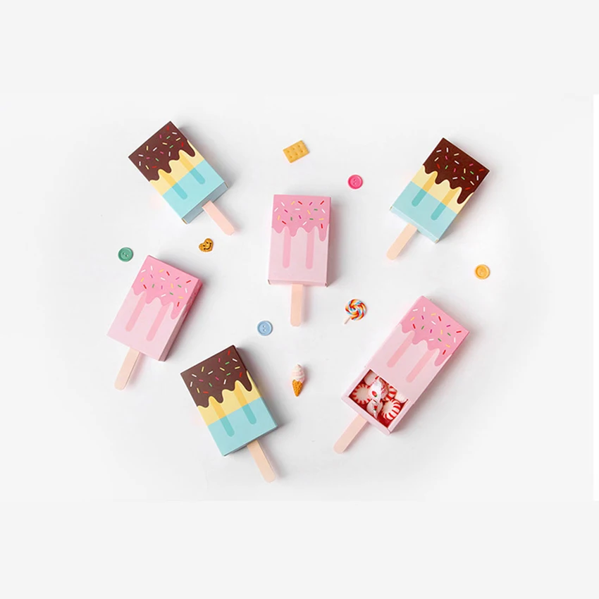 

Candy Box 6.7 x 10.2 x 2.7cm Inches Korea Creative Candy Color Cute Popsicle Shape Packaging Box Cartoon Drawer Gift Paper Box