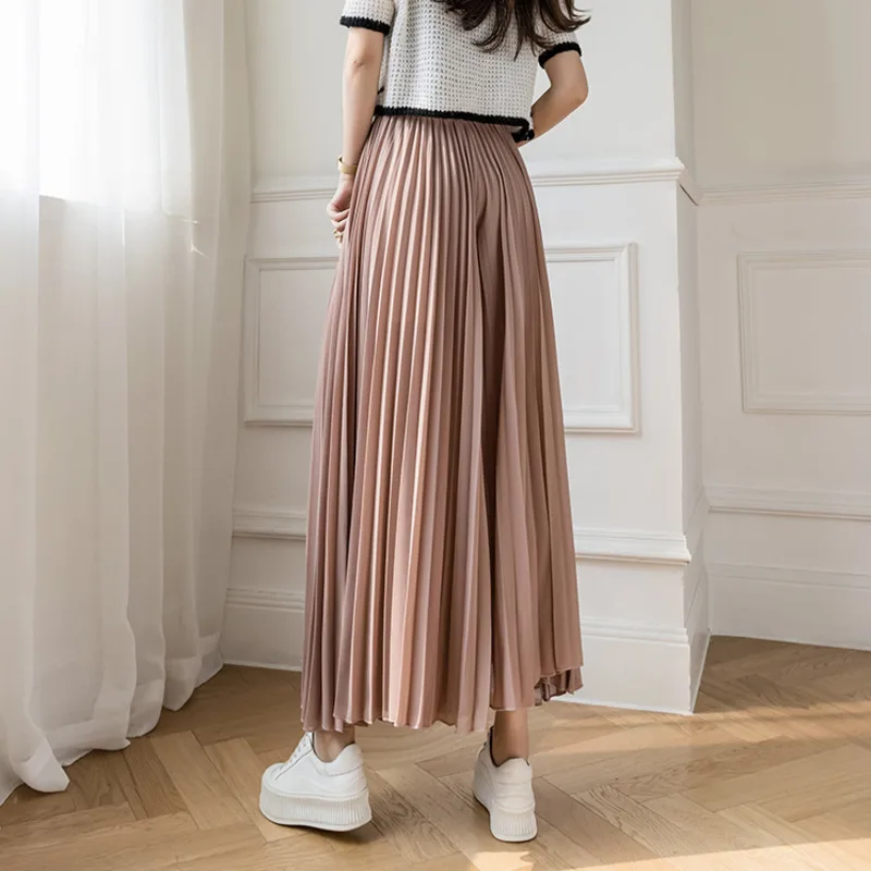 Women Elegant Chiffon High Waist Wide Leg Pants Casual Korean Fashion Pleated Loose Trousers Clothes Comodi Pantalones De Mujer 6