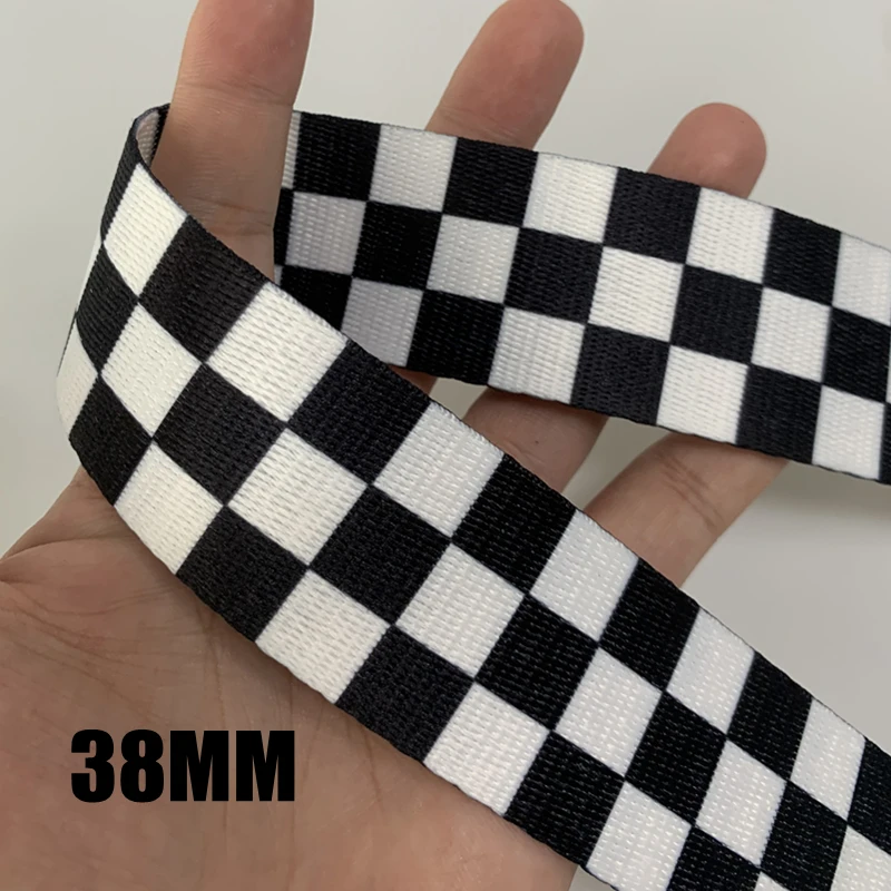 3 야드 38MM 1.5 인치 흑백 자카드 웨빙 가방 벨트 리본 DIY 홈 섬유 의류 벨트 장식 봉제 액세서리