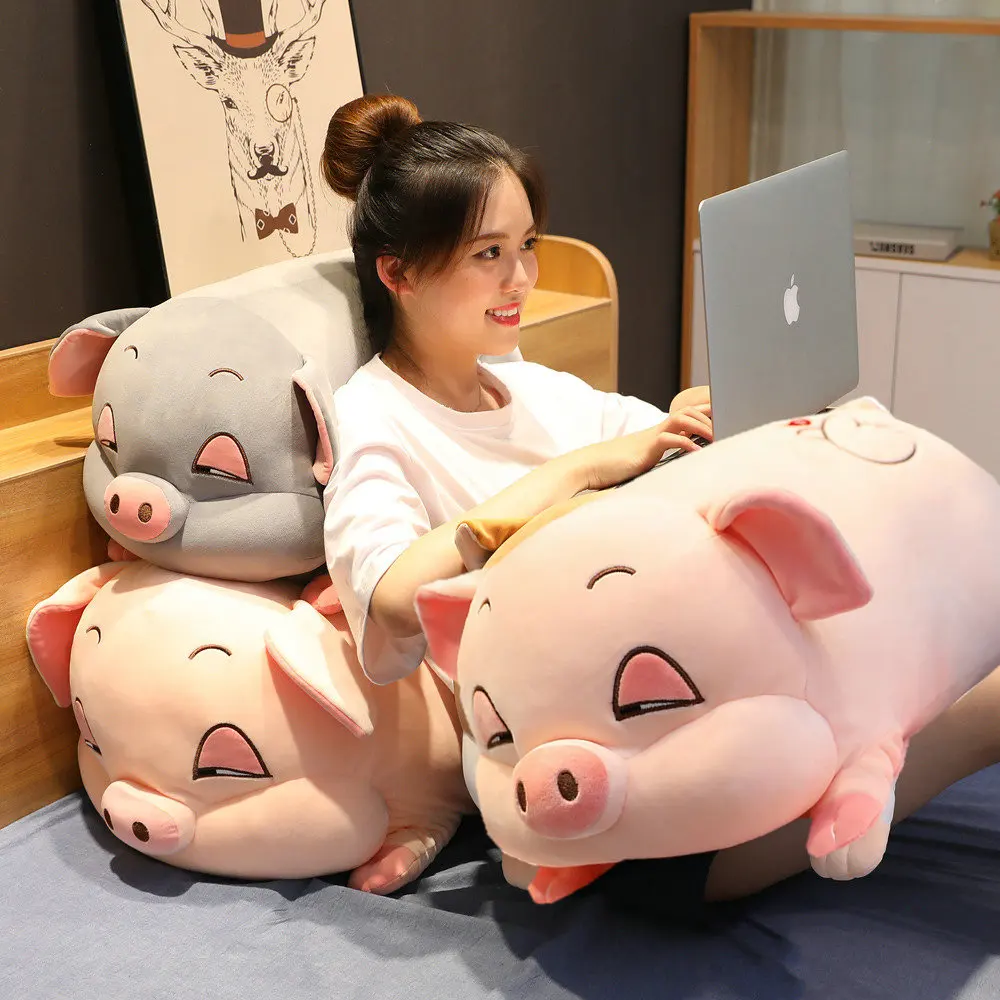 Супер мягкая розовая подушка в виде сонной свиньи с фланелевым одеялом, высококачественные плюшевые игрушки, подушка в виде хомяка и мыши, подушка для кровати