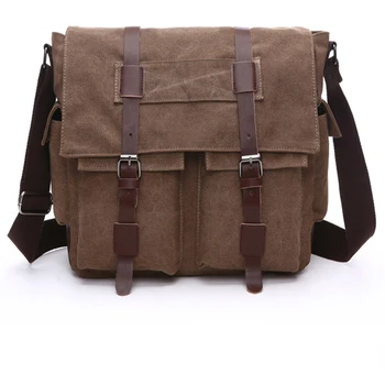 

Business Solid Color Zipper Soft Canvas Business Bag New Arrival Solid Color Shoulder Flap