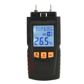 

GM610 Wood Moisture Meter 2Pins Humidity Tester Timber Damp Detector Hygrometer Range 0-70% Digital LCD Display