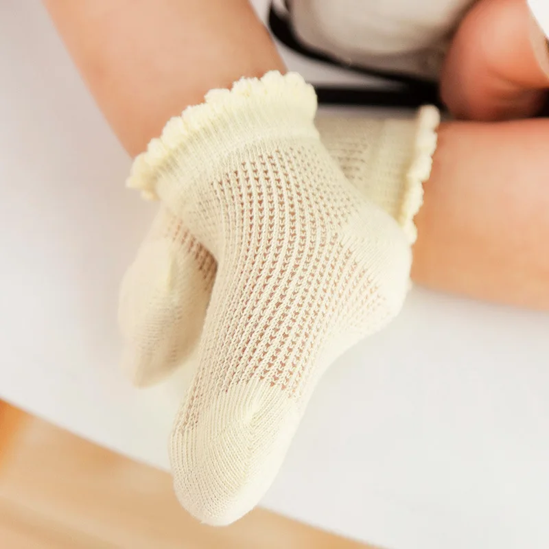 5 пар, носки для новорожденных девочек и мальчиков, летние дышащие сетчатые тонкие хлопковые короткие носки детские желтые носки От 0 до 6 лет