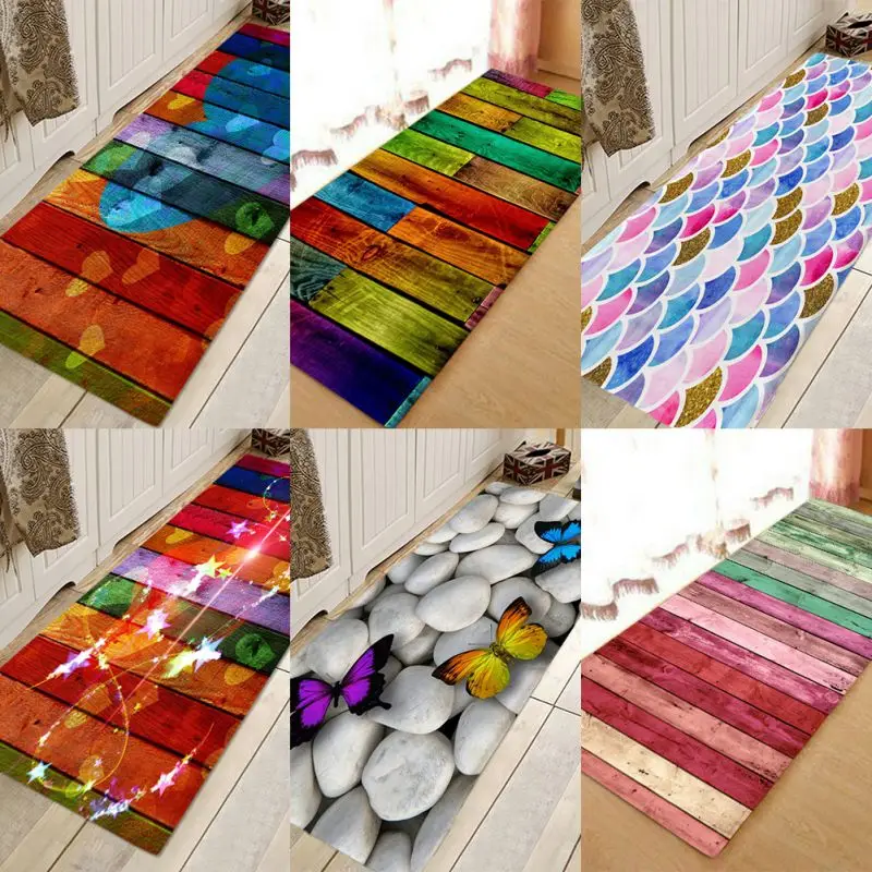 Soft Flannel Home Decorative Small Carpet Colorful Geometric Floor