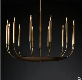 

American retro living room hall guest room restaurant round long model room designer Italian villa art soft chandelier