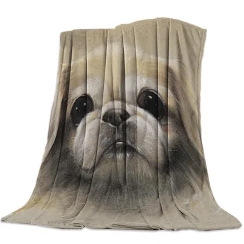 

Hand-Painted Close-Up Of The Dog'S Head Coral Fleece Fuzzy Blankets on Bed Throws Bedsheet for Kids Girls