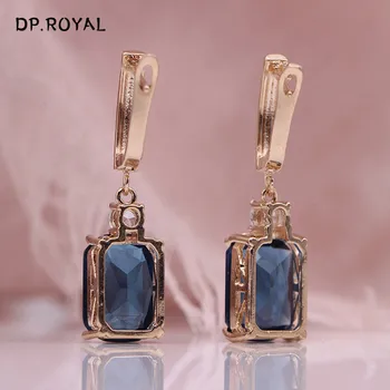

New Arrival Fashion 585 Rose Gold Zircon Earrings Inlaid Square Cubic Crystal Multicolor Earring For Women Wedding Jewelry Gift
