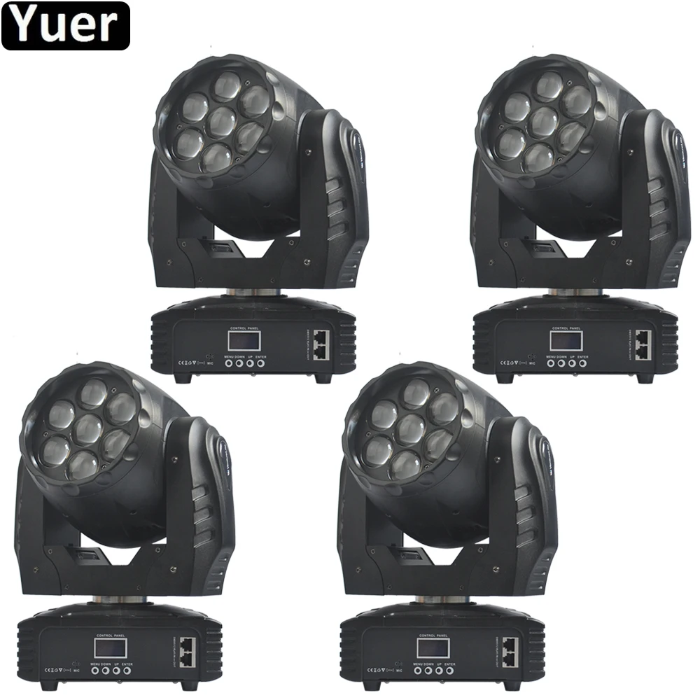 4Pcs/Lot 7x12W Moving Head Beam Bee Eye LED Effect RGBW Zoom Lyre Wash Dj Club Light DMX LED Beam for Disco Stage Wedding Party