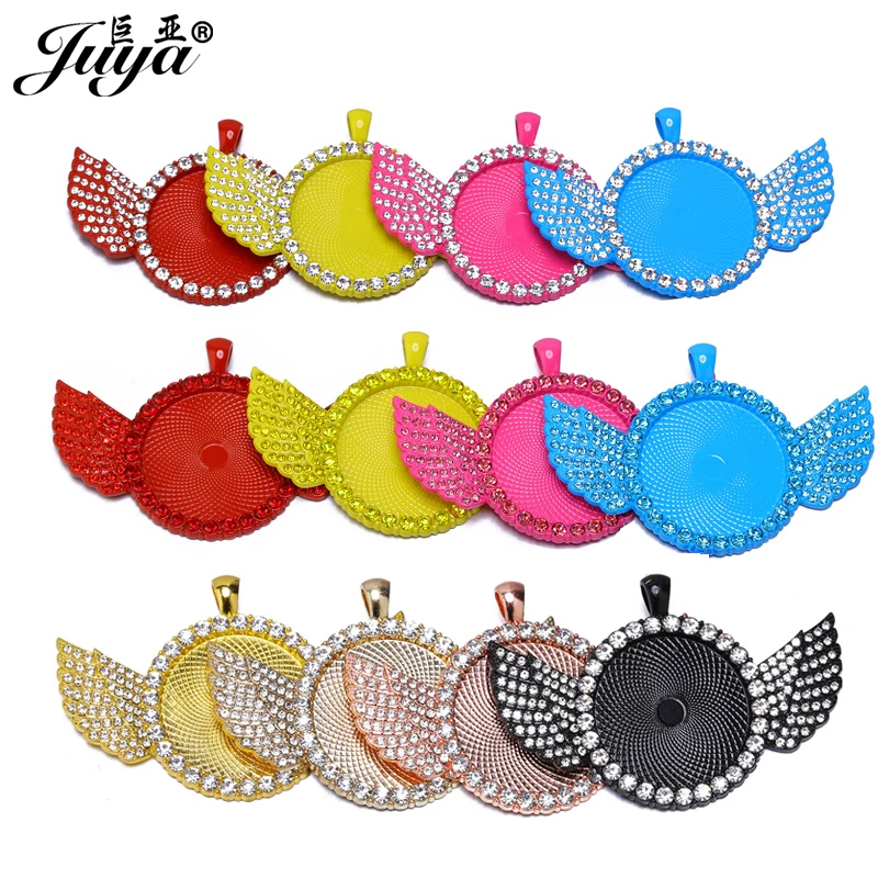 

2PCS 30mm Angel Wings Pendant Base Cabochon Diamond Blank Tray Charms DIY Jewelry Making For Necklace Keychains Crafts Findings
