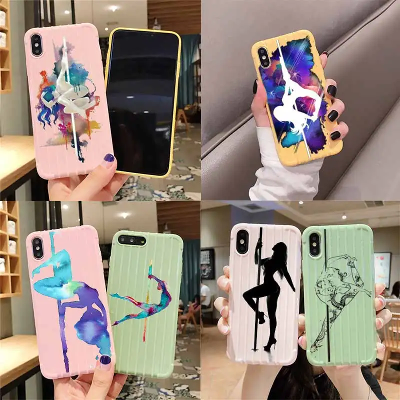 Pole dance Fitness Trolley Suitcase Texture Phone Case IPhone 11 Pro Max X XS MAX 8 7 6S Plus Cute Candy Color Casing | Мобильные