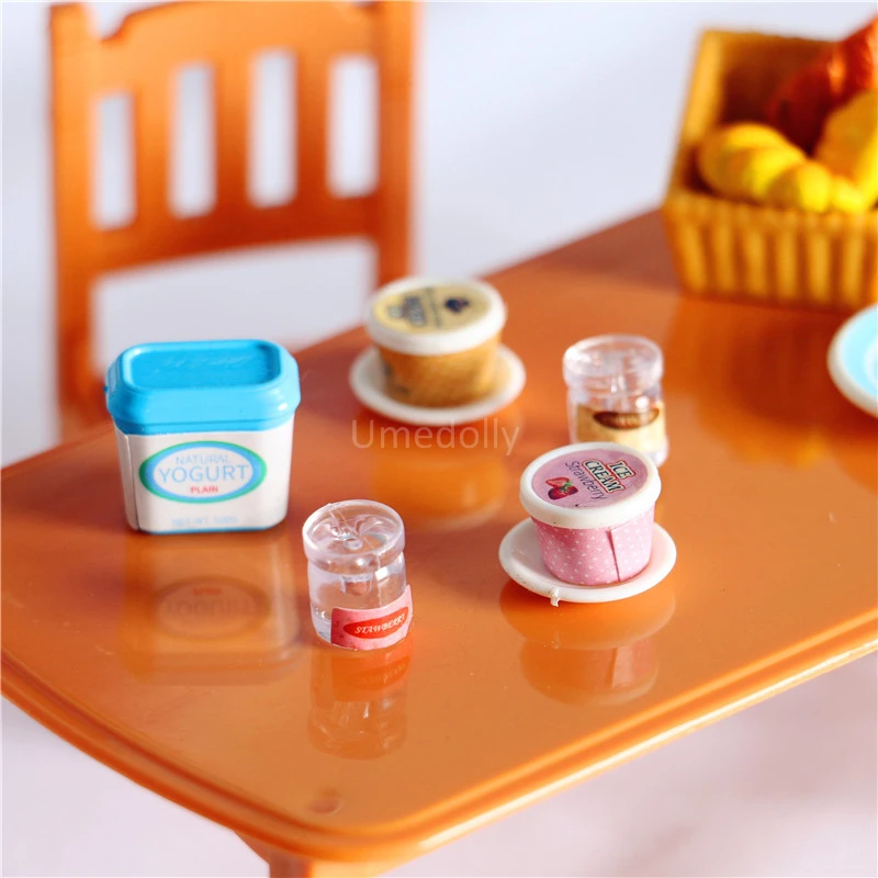 1/12 Scale Miniature Dollhouse Yogurt Ice Cream Set Mini Fake Food For